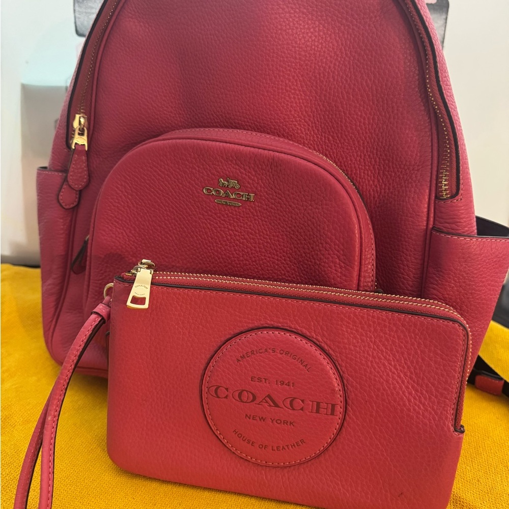 Coach Red Backpack and Wristlet Set